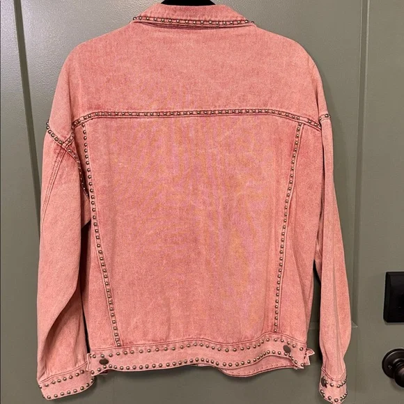 POL Pink Stud-Trim Oversized Denim Jacket - Picture 6 of 7